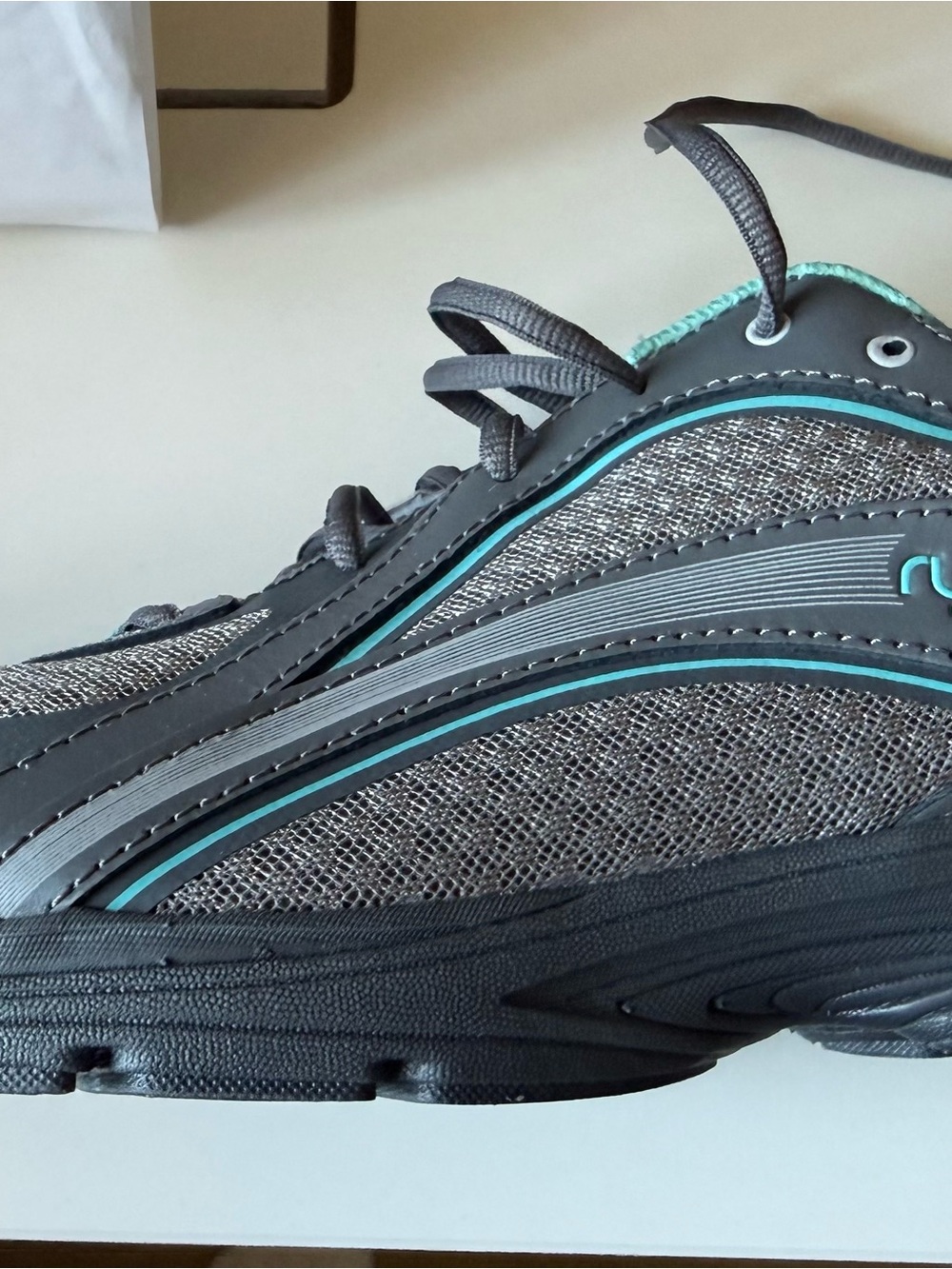 Ryka Women's Gray and Teal Athletic Walking Sneakers - Picture 4 of 5